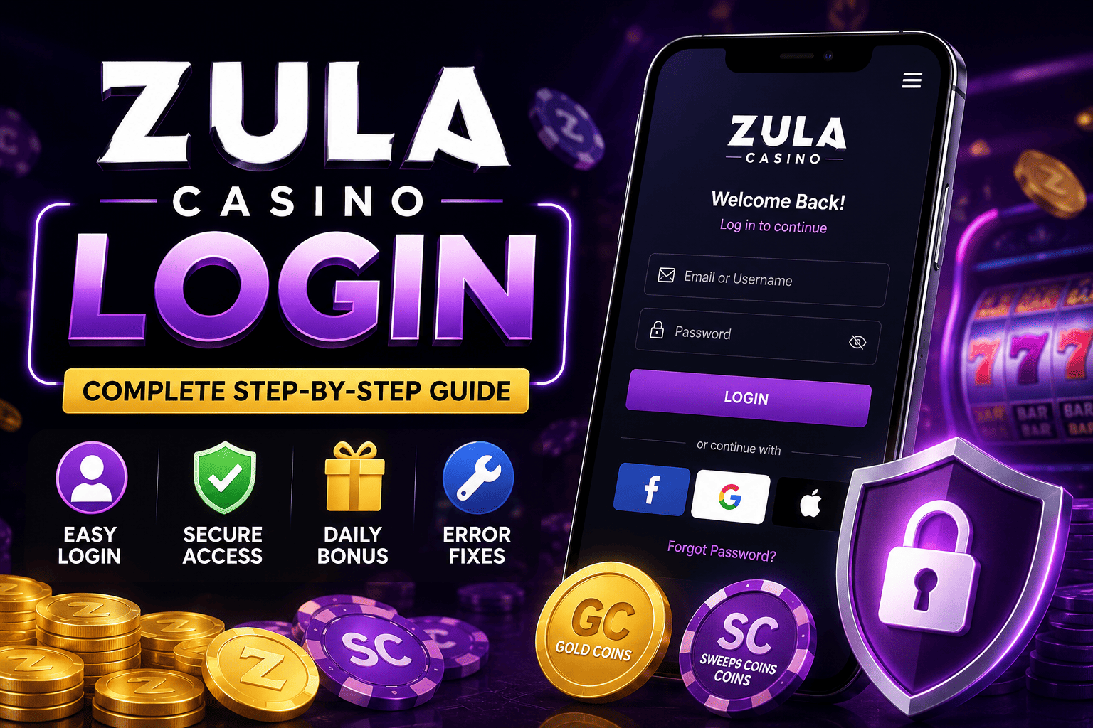 Zula Casino Login guide with secure account access, daily bonus rewards, password help, and quick error fixes